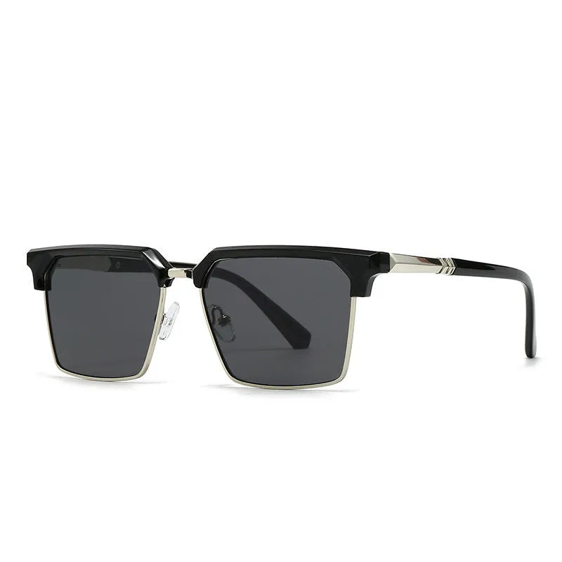 Men's square sunglasses with box frame plastic construction in six colour options