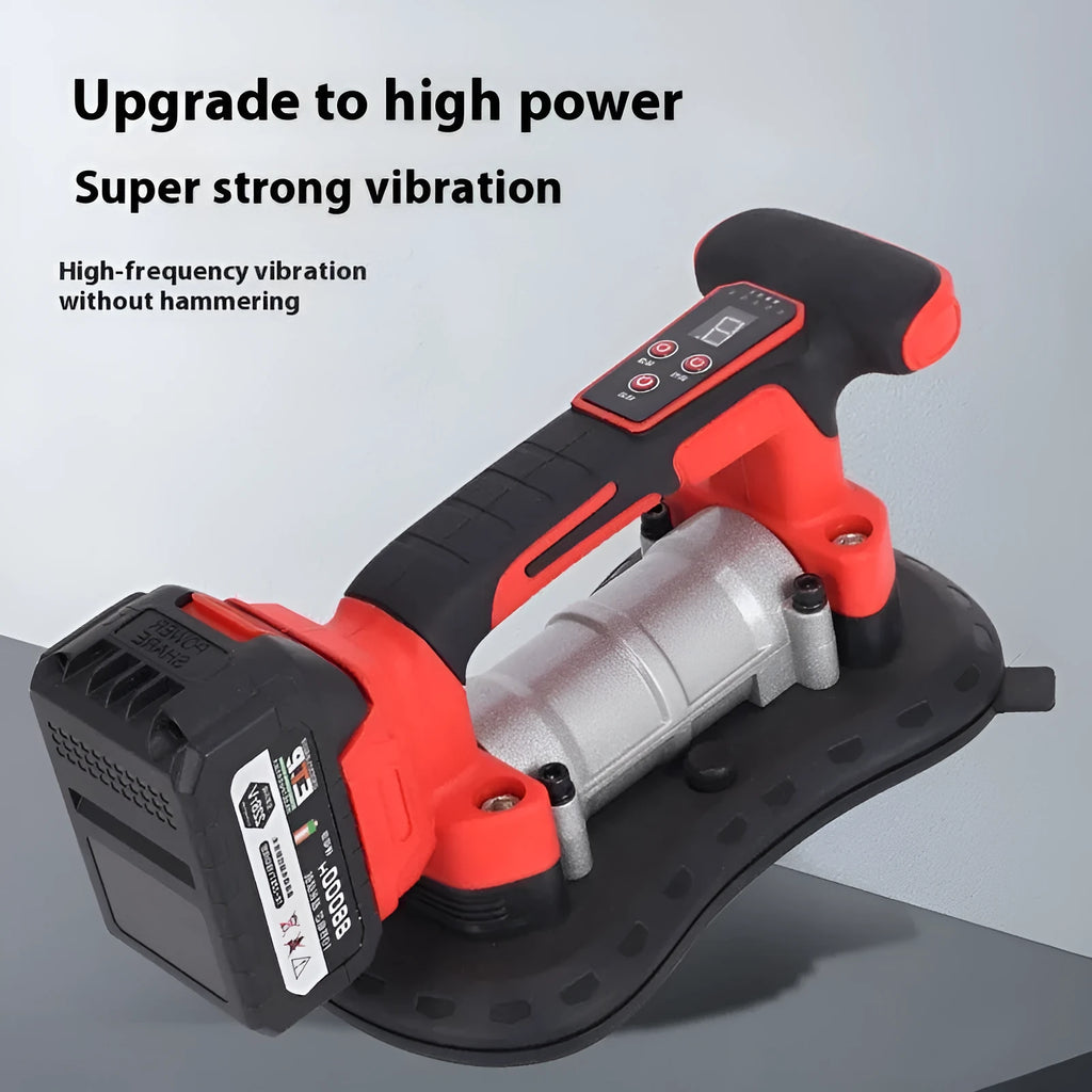Automatic tile laying machine with 21V battery, shown with its two batteries and US plug charger for floor tiling.