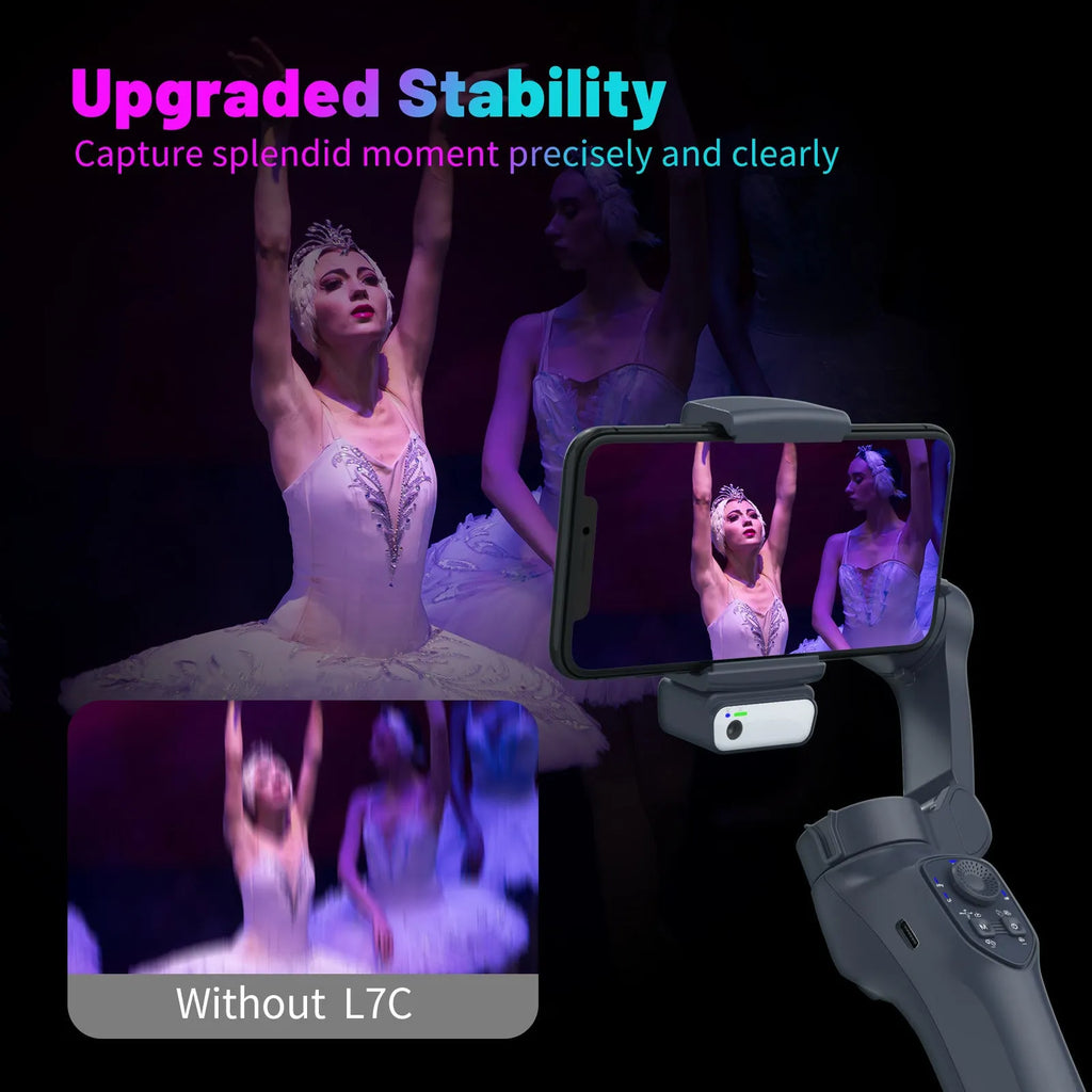 Foldable handheld smartphone video stabiliser gimbal in L7Cpro gun colour