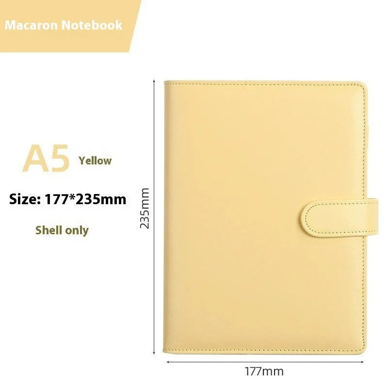 A5 PU leather loose-leaf notebook shell with zipper in solid colour options