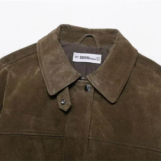 Women's medium thickness PU jacket in Japanese Korean casual style shown in picture colour