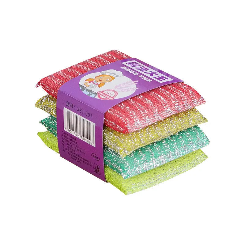 Pinstripe fabric dishwashing sponge mop with plastic handle in macaron mixed colours for kitchen cleaning