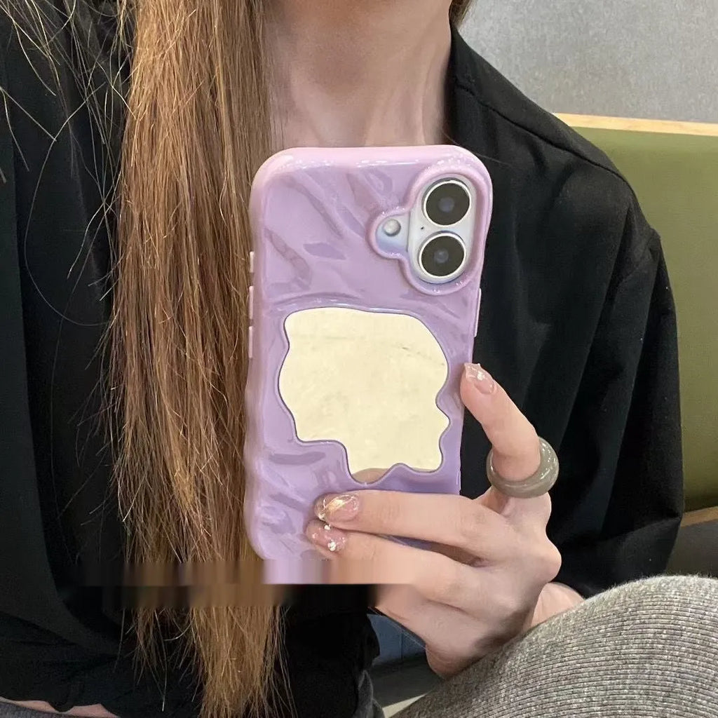 Simple phone case with water ripple mirror finish in beige colour for iPhone 14 Pro Max