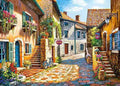 Hand-painted rimless linen oil painting of a landscape in modern simple style, size 40x50cm.