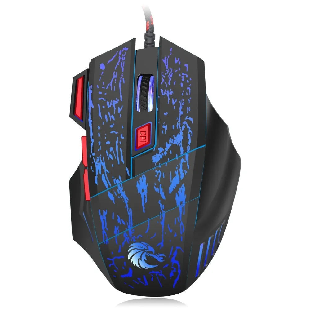 Water crack colourful luminous gaming mouse with ergonomic design and USB cable