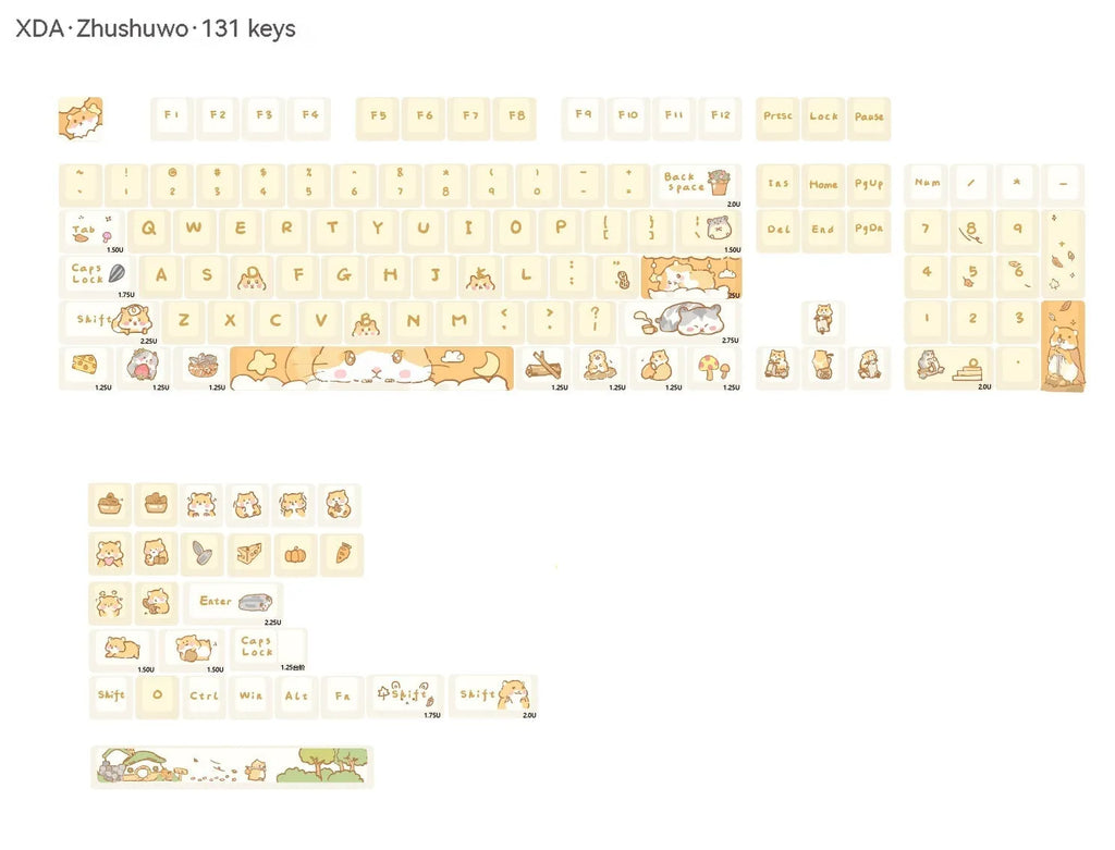 Custard-coloured plastic keycap set for 68 75 98 100 key mechanical keyboards