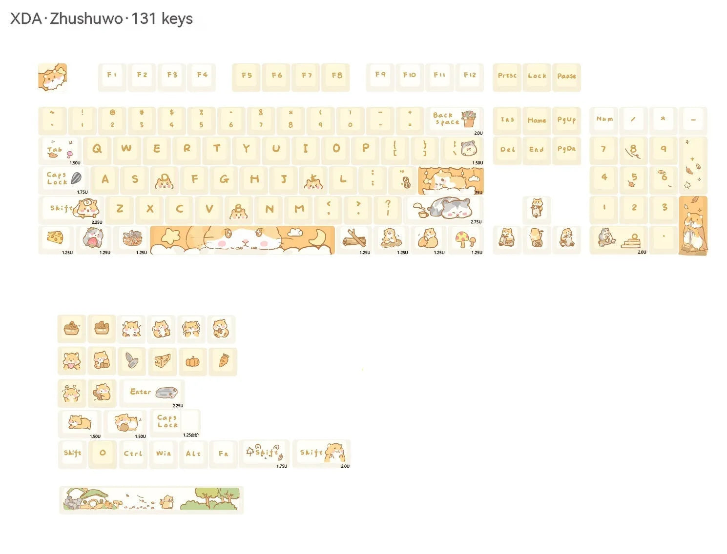 Custard-coloured plastic keycap set for 68 75 98 100 key mechanical keyboards