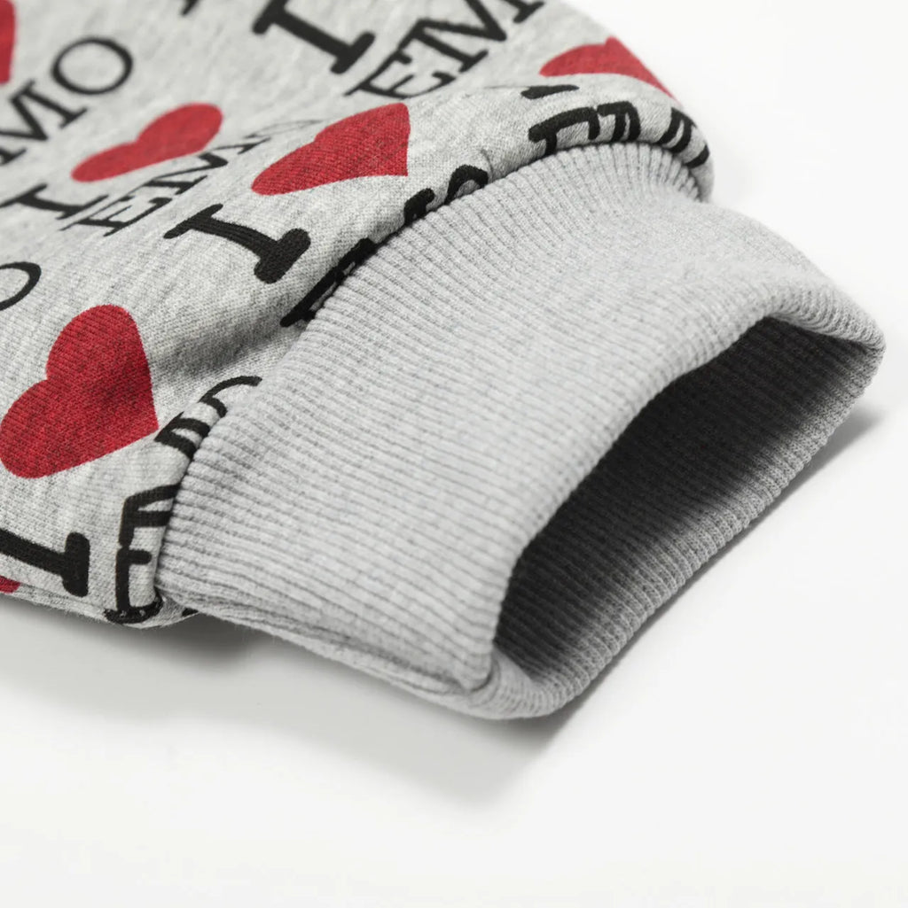 Women's melange grey hooded cardigan with a retro pattern, long sleeves, and a cotton build.