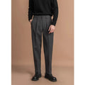 Men's straight-leg casual business trousers in polyester fabric available in four colours