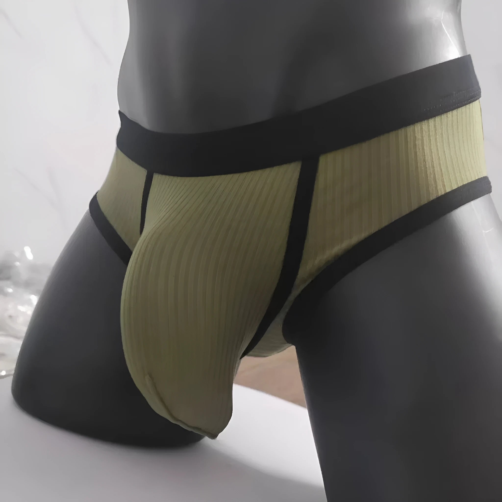Men's triangle breathable U-shaped big bag underwear in solid colour, knitted viscose fabric
