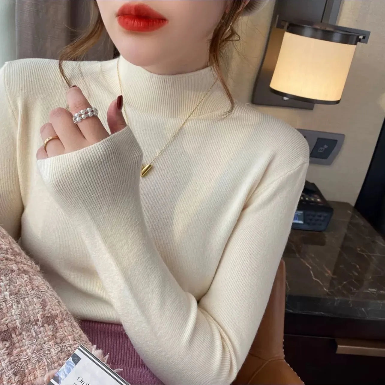 Women's slim fit long sleeve viscose pullover top in Western style available in eight colours