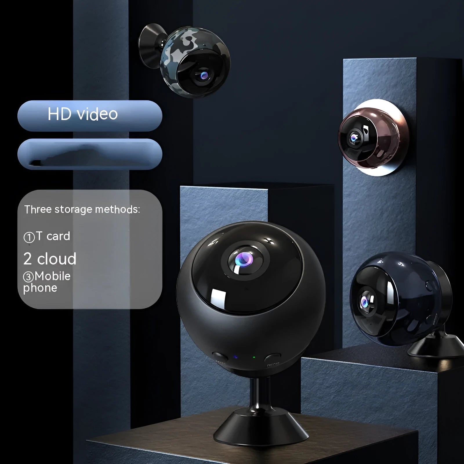 1080p wireless WIFI surveillance camera with 3.6° lens and ABS material housing