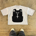 Men's cotton retro printed t-shirt with drop-shoulder sleeves in contrasting street style colours