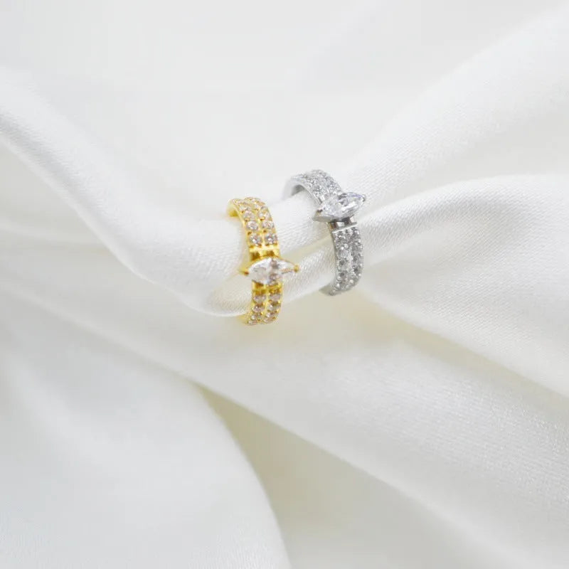 Heart shaped zircon earrings in silver or gold colour, 1.2x8mm size, 316 titanium steel construction
