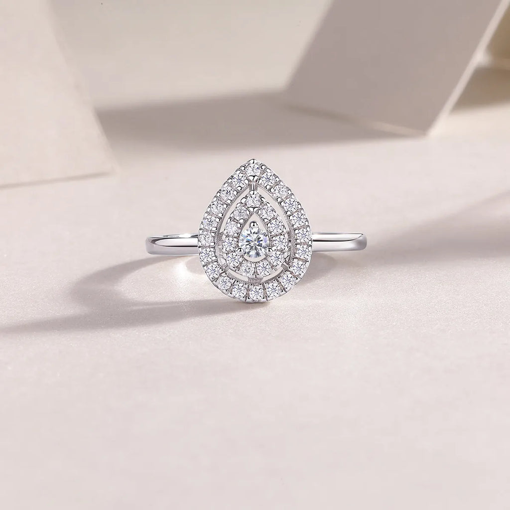 Gold-plated S925 silver moissanite wedding ring set in gift box with GRA certificate, ring size 7