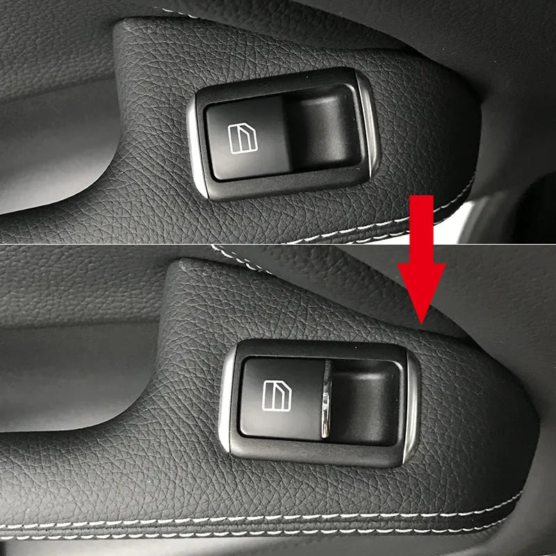 Black glitter decorative sticker for car window lift button customisation.
