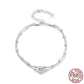 Sweet girlish style 925 sterling silver bracelet with heart pendant on adjustable chain.