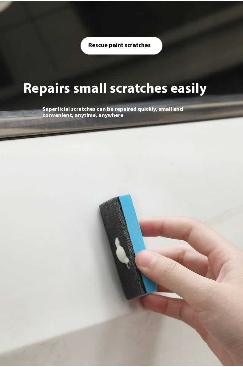 Car scratch repair wax kit containing A and B wax tubes with sponge applicator for paint polishing
