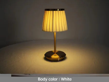 Alloy desk lamp with LED, rechargeable 5200mAh battery, gold silver finish