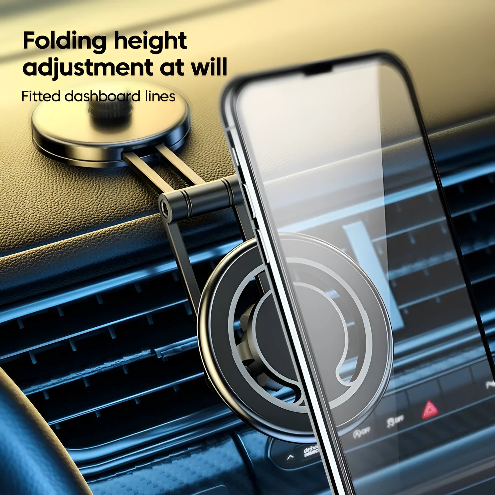 Telescopic folding floating screen car phone holder with magnetic suction installation