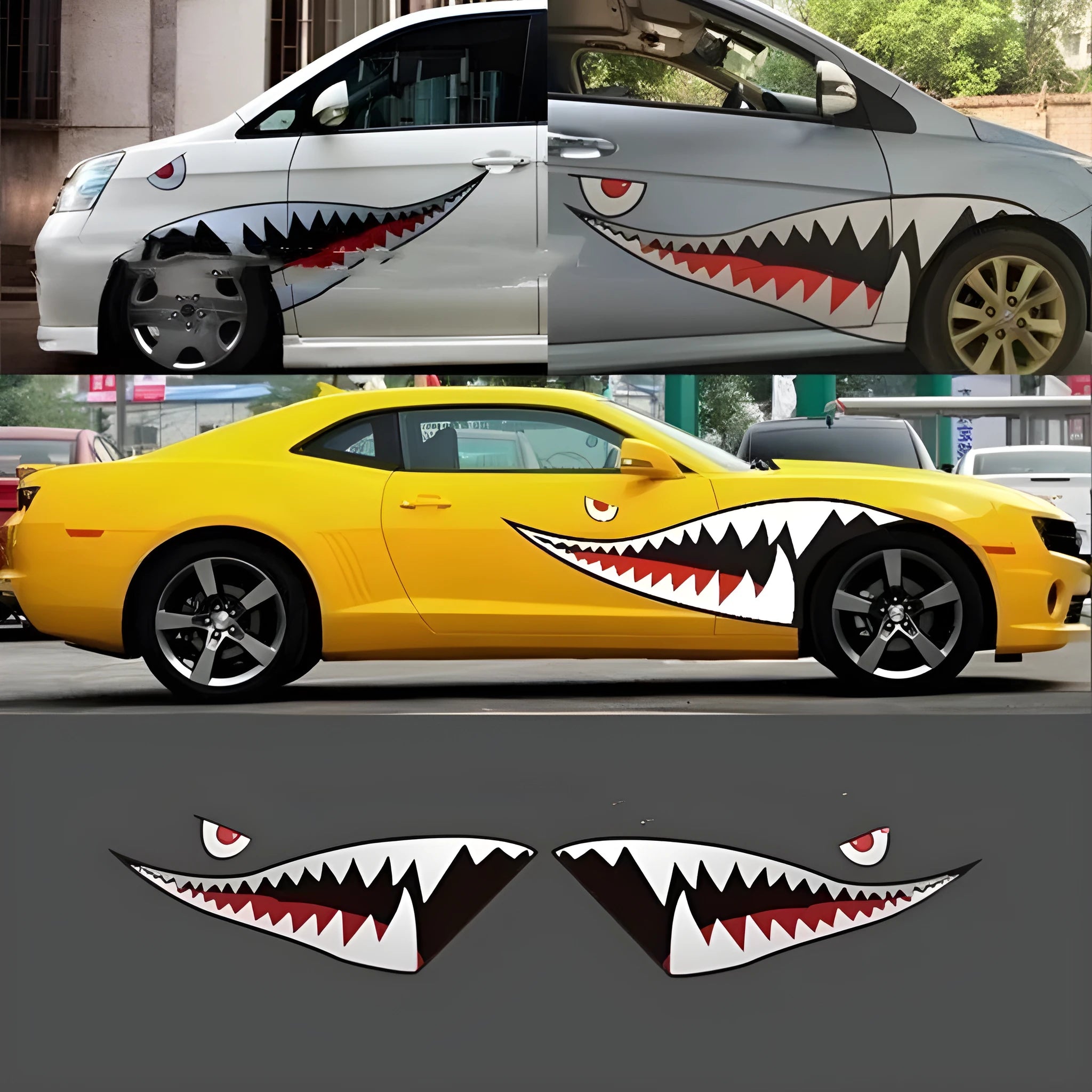 PVC body sticker with shark latte art design for outdoor decoration