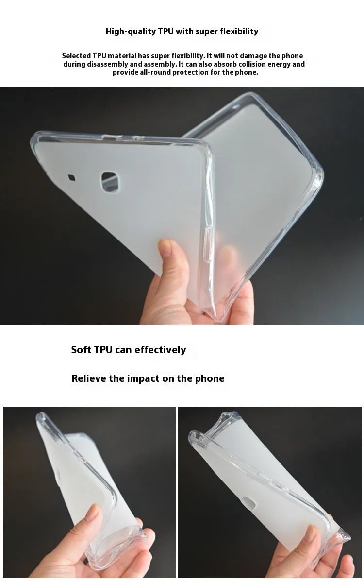 Ultra-thin transparent white silicone tablet protective case showing minimalist clear design