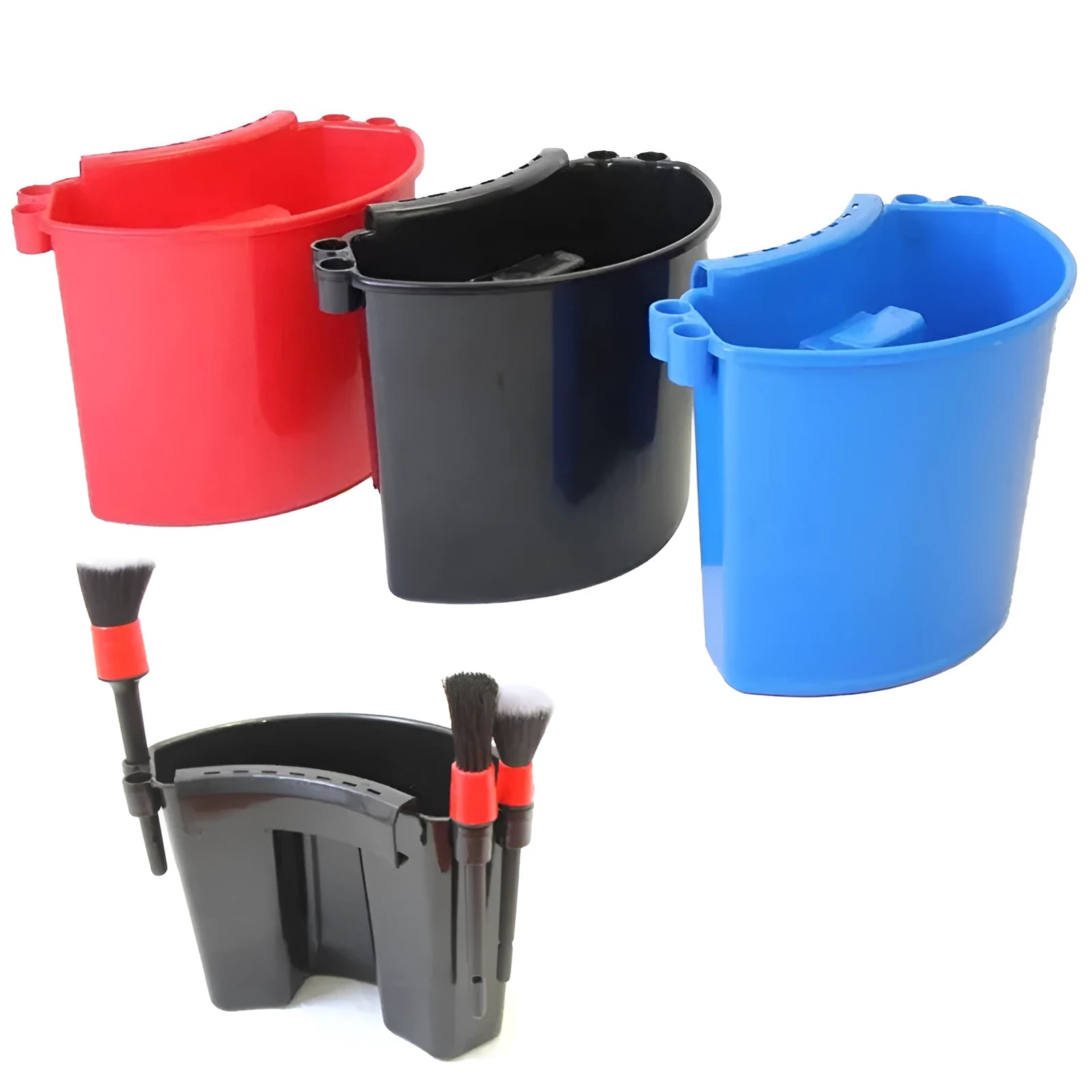 20-litre car washing bucket in PP plastic available in black, red, blue, or pink colours