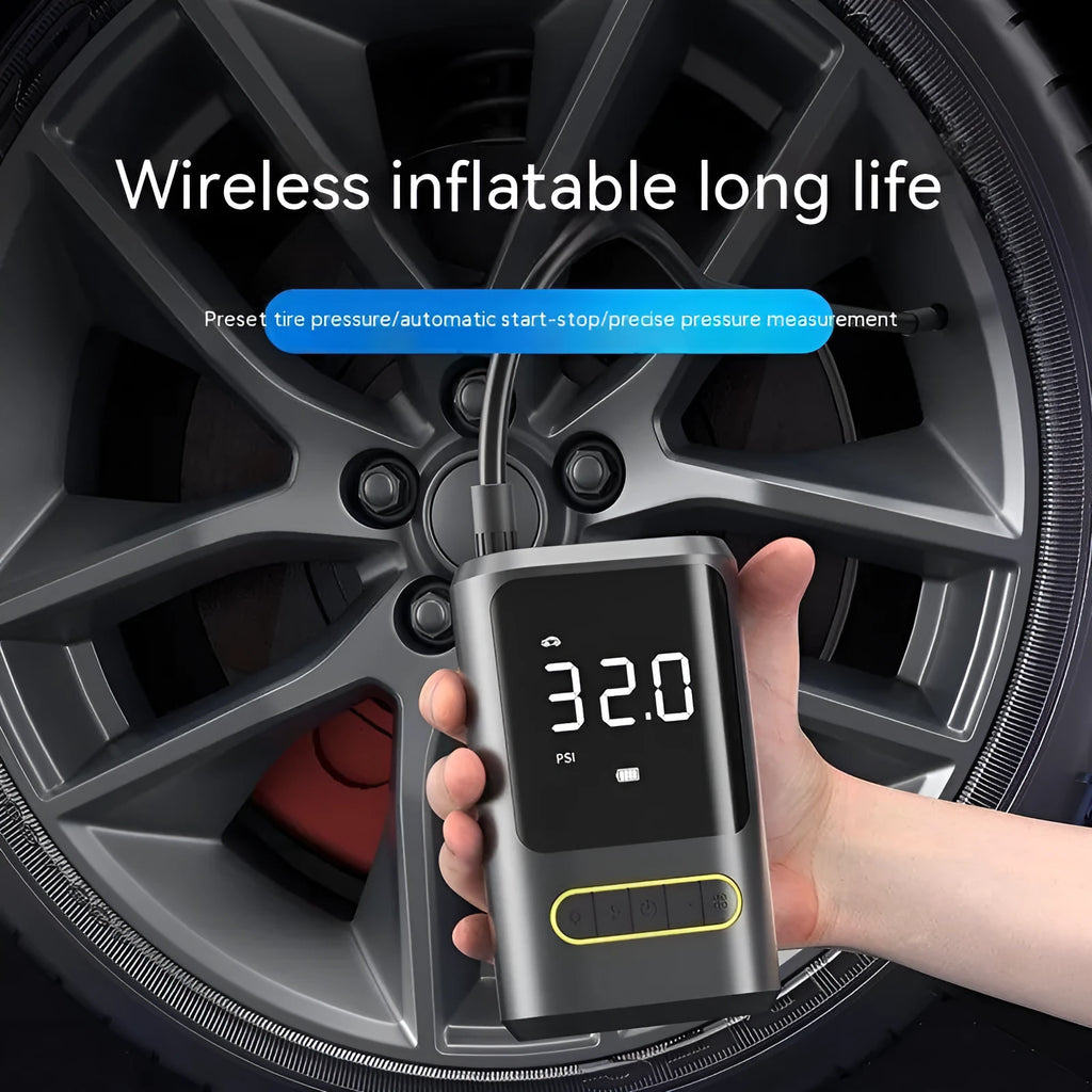 Handheld wireless charging digital display vehicle air pump with accessories