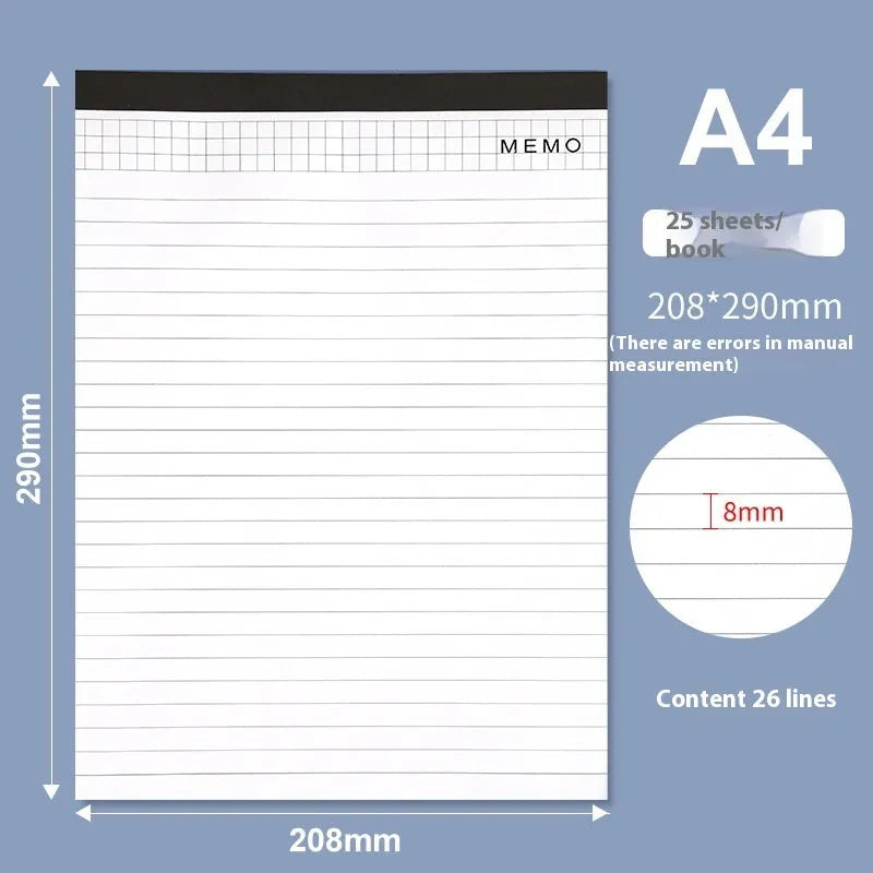 A4 tearable meeting minutes notebook with ivory white grid paper and wireless adhesive binding