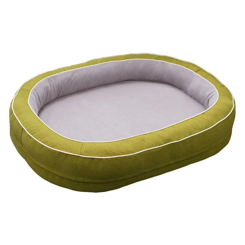 Four Seasons Universal oval pet bed in brown with removable cloth cover for dogs, large size