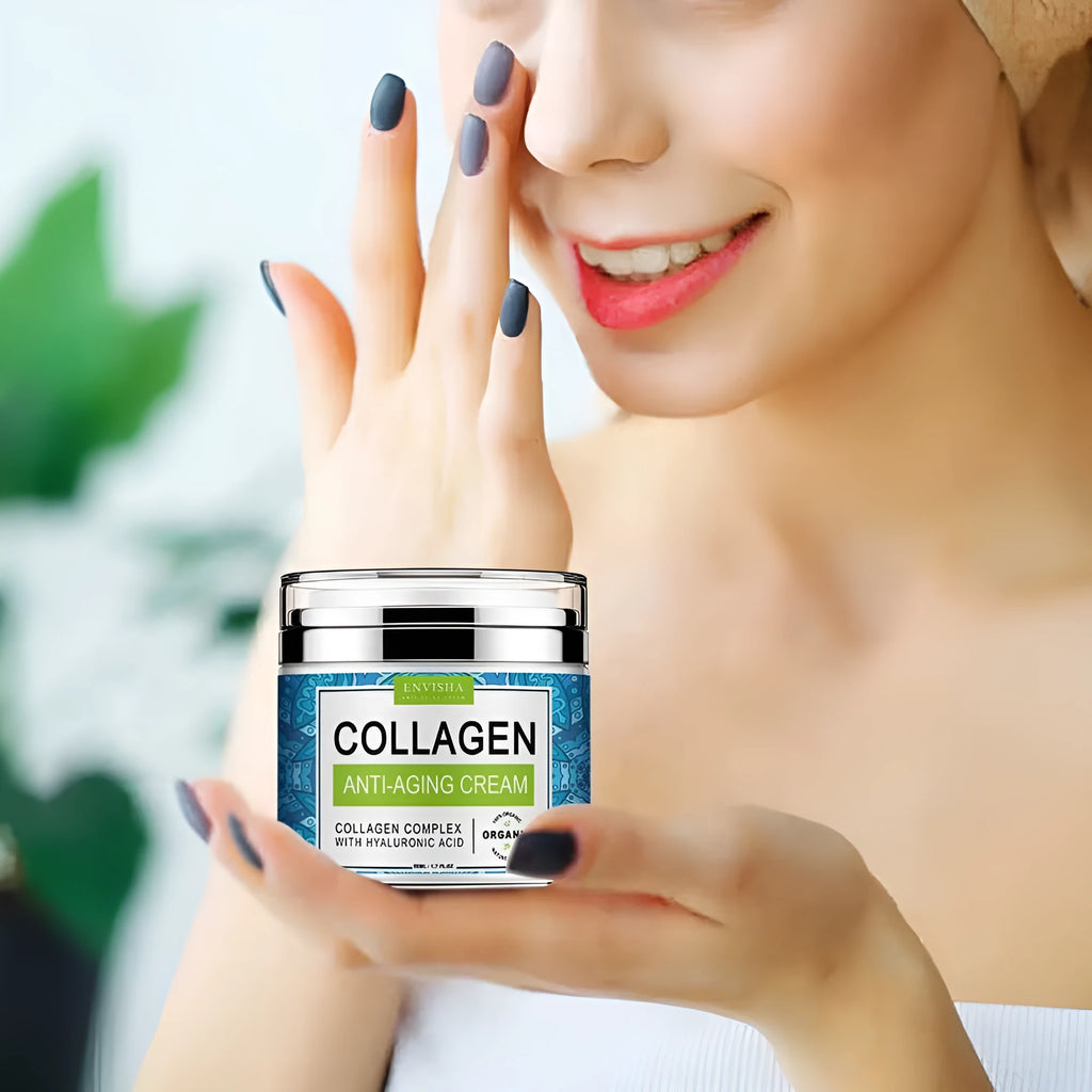 50g collagen cream with retinol and Vitamin E in a white tub, front view