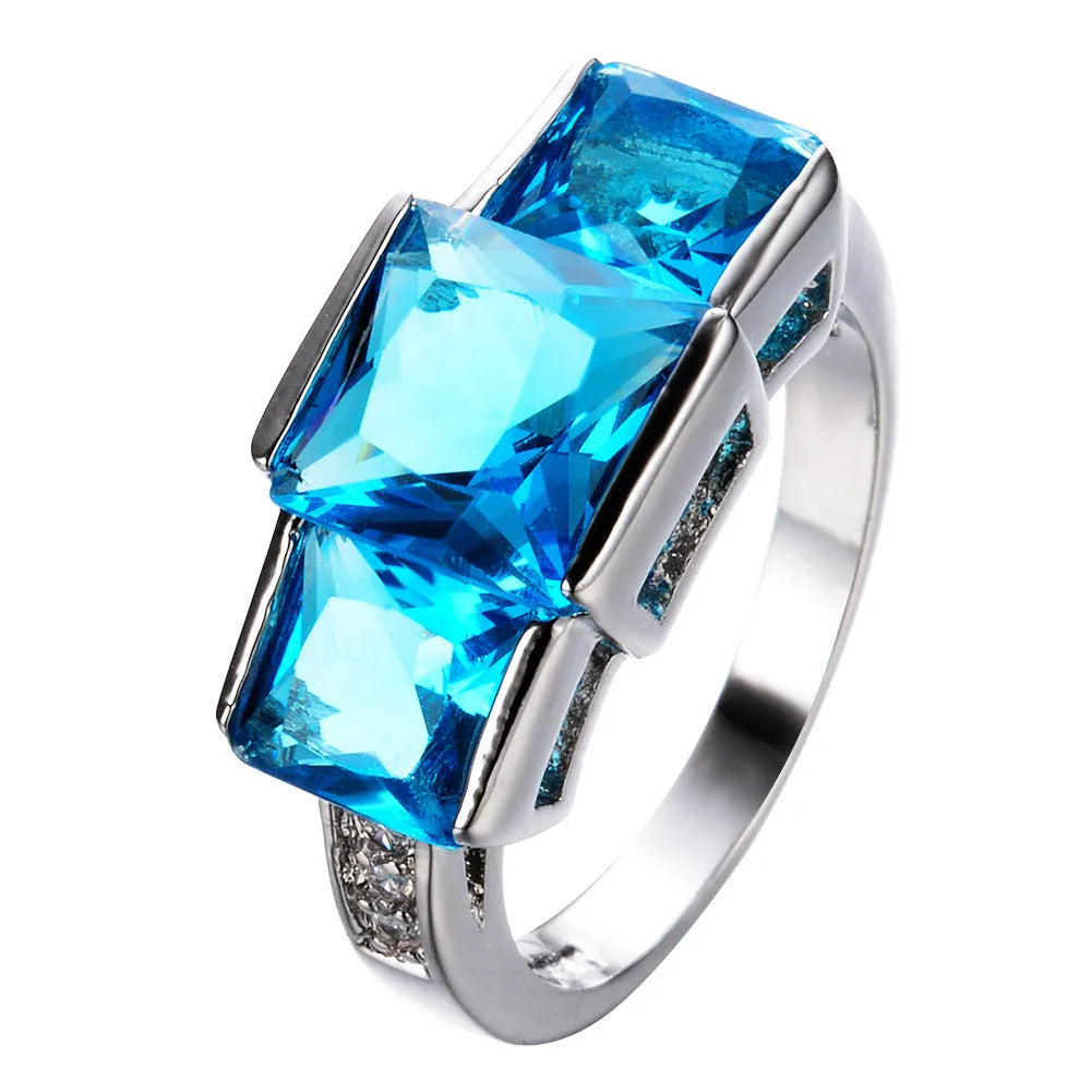 Geometric copper electroplated women's ring in multiple colour options showing sizes 6-10