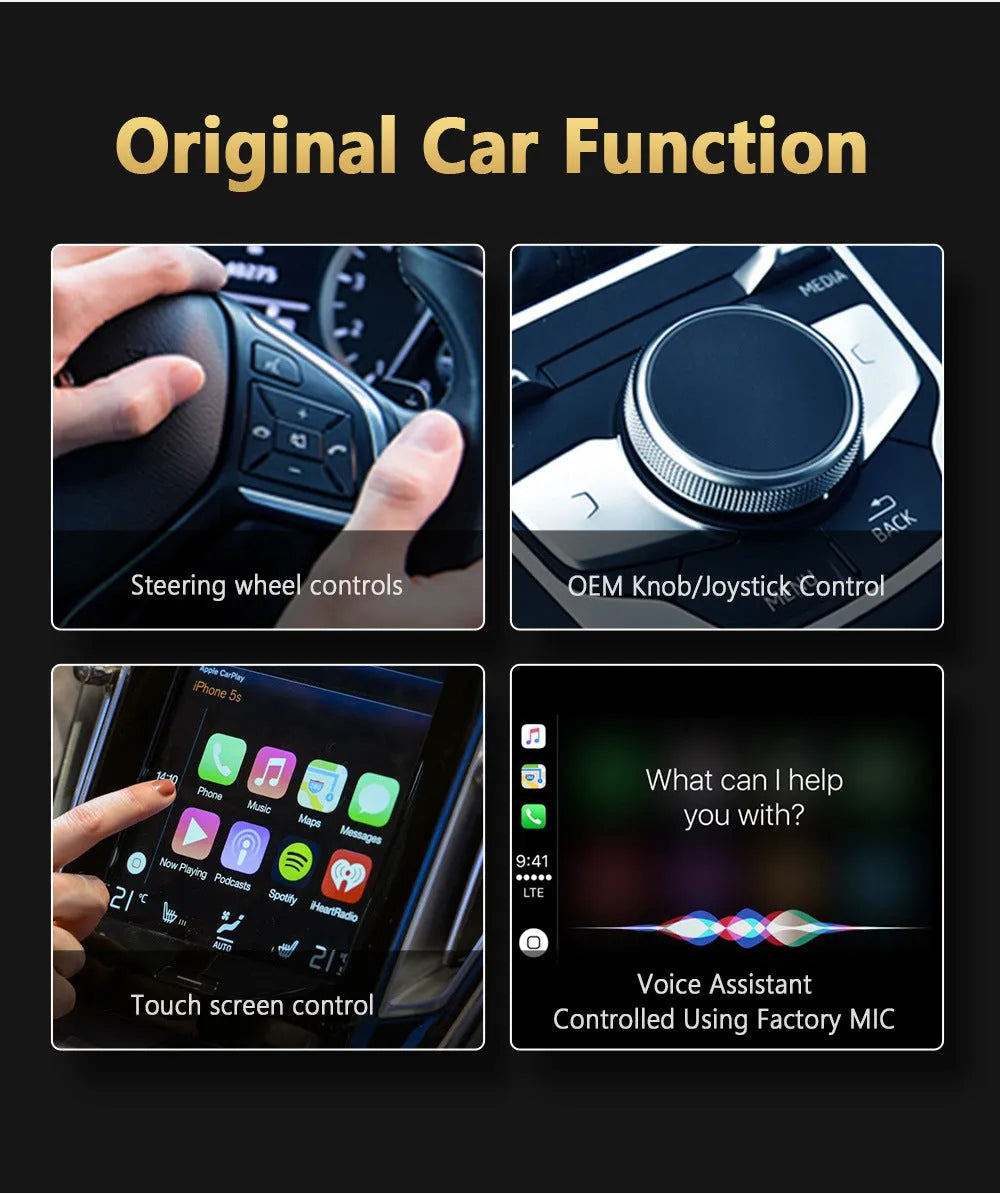 UX999Simple Android 11 Carplay Box black front view with 9-inch capacitive touch screen