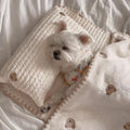 Fashion square mat removable washable dog bed set with pillow mattress quilt, simple bear design, size S and M options