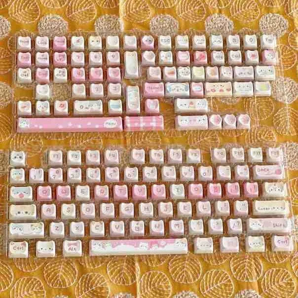 Full set of 141 five-sided sublimation custom keycaps for mechanical keyboards on a white background.