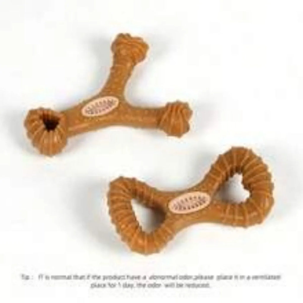 Durable dog chew bone toy in 8-shape and Y-shape designs for teeth cleaning