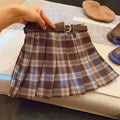Girls' plaid pleated skirt in A-line style with cotton blend fabric