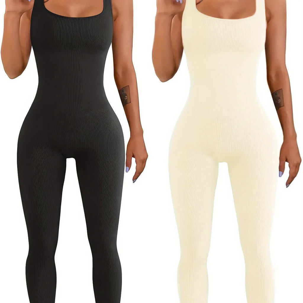 Women's long sleeve suspender tights bodysuit in beige, showing button detail and waist-defining fit.