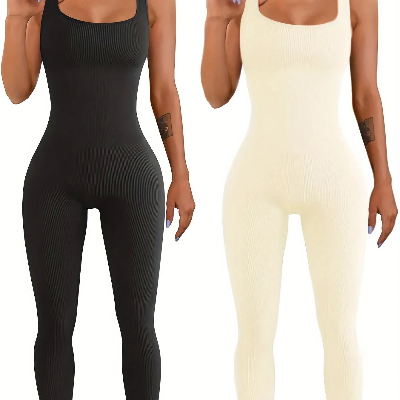 Women's long sleeve suspender tights bodysuit in beige, showing button detail and waist-defining fit.
