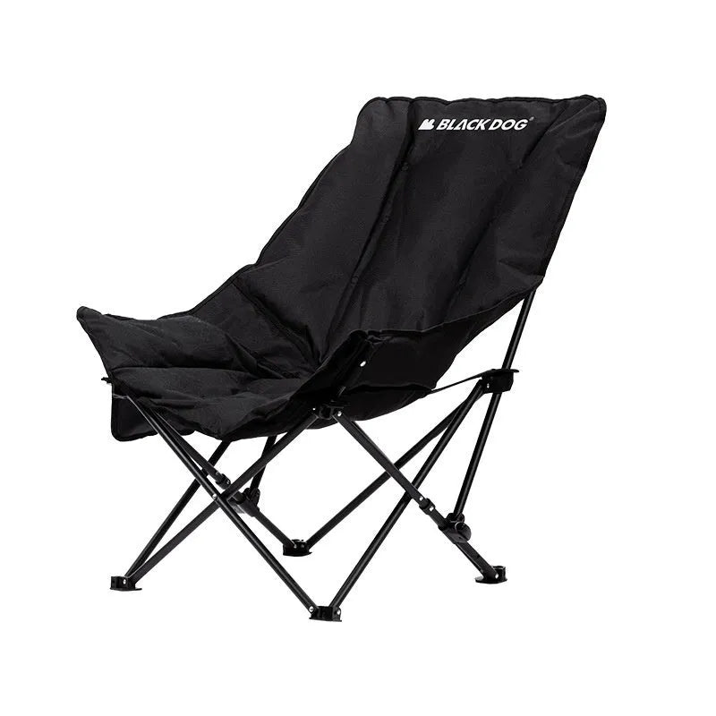 Night black Oxford cloth portable camping recliner folding chair in moon chair style
