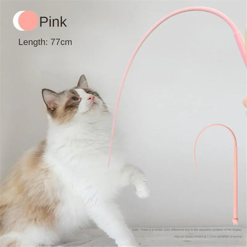 Blue simulated mouse tail cat toy with 80cm stick and soft silicone tail for interactive play