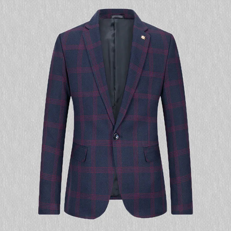 Men's trendy slim fit small business suit coat in blue, casual style, Asian sizing M-5XL