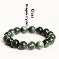 Green Dragon Crystal bracelet with 8-9mm round beads and Ruyi design elements on wrist