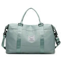 Travel duffel bag in black with soft handle and zipper opening, 20-35L capacity for weekend trips and gym