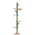Tall solid wood cat climbing frame with integrated scratch board and hiding toy, measuring 40x25x240cm.