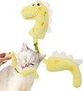Set of four cat toys including rope toy, kicker toys, plush chew toys and cat springs in pink, purple and yellow
