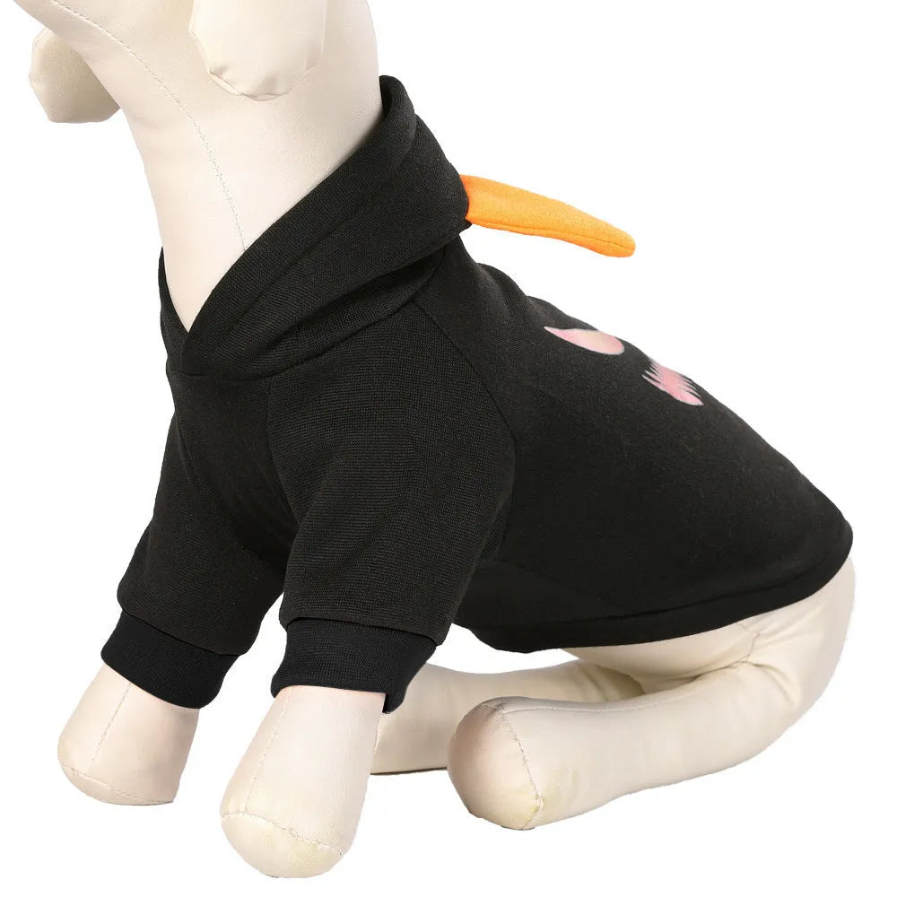 Black flannel Halloween pumpkin dog sweater with yellow jack-o-lantern face on pet