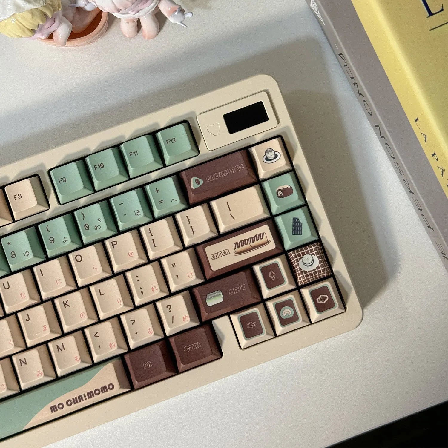 Matcha theme mechanical keyboard keycaps set with cross satellite shafts and five-sided sublimation printing