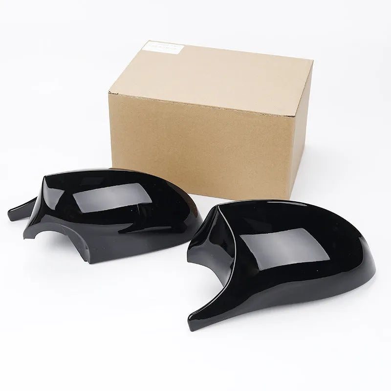 Pair of black ABS plastic rearview mirror shells for BMW 3 Series E90 replacement