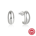 Sterling silver C-shaped geometric stud earrings with gold electroplated finish